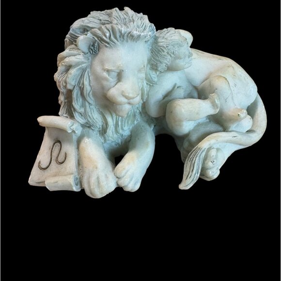 Lion & Baby Figurine  Zodiac Sign Leo  4" Long greek letter, Omega, Bible Alpha - Picture 1 of 11